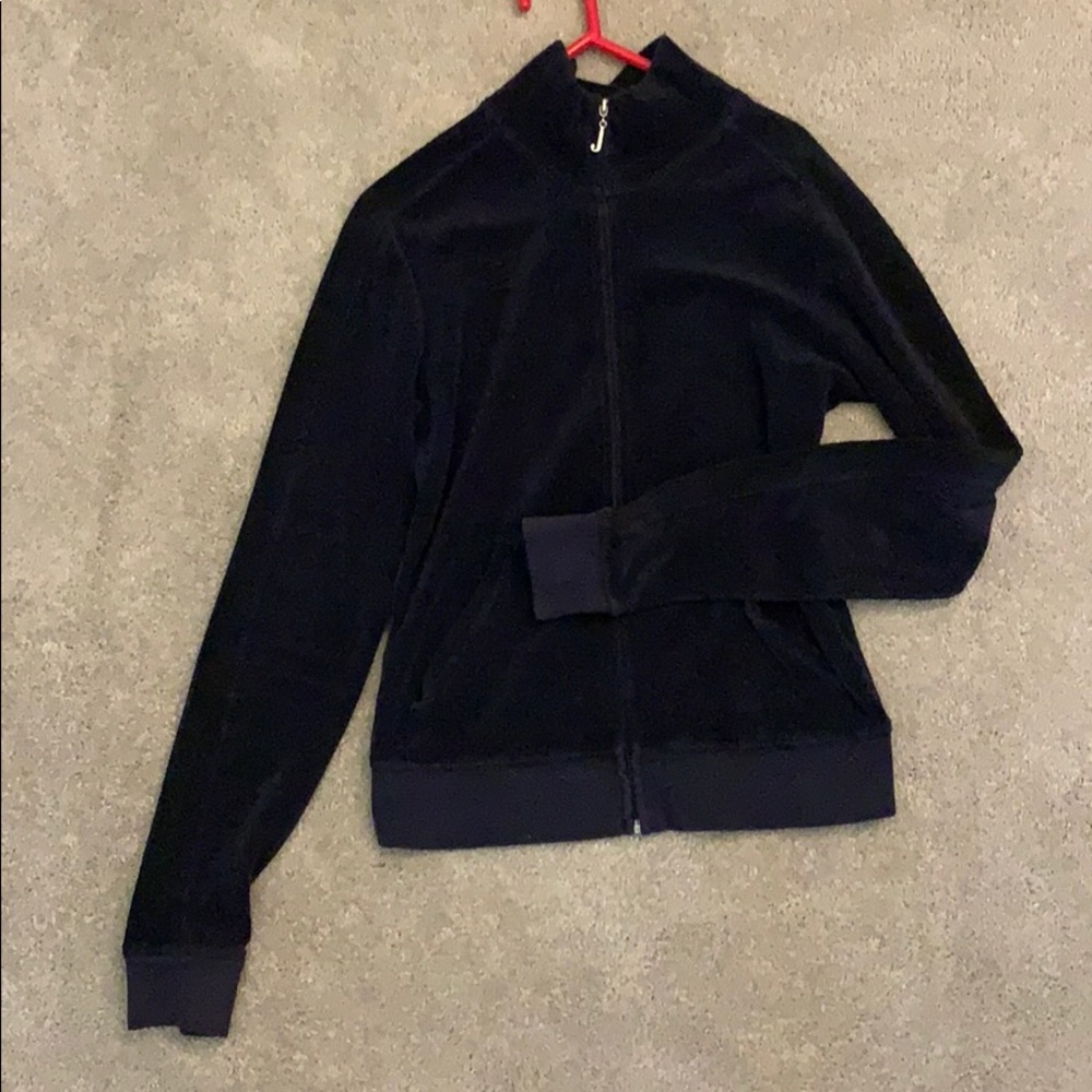 Navy blue, terry cloth Juicy Velour zip-up
